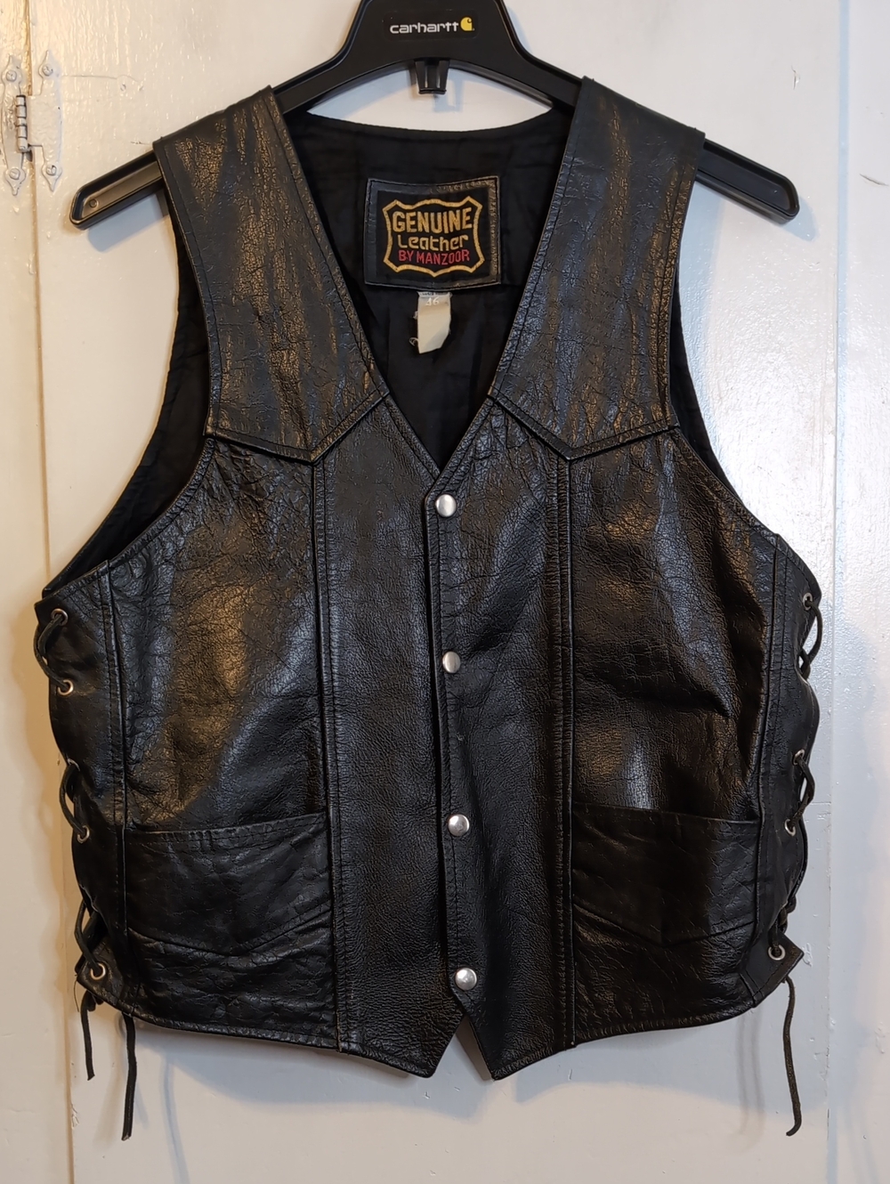 Leather Biker/Moto Vest mens XXL (46chest)